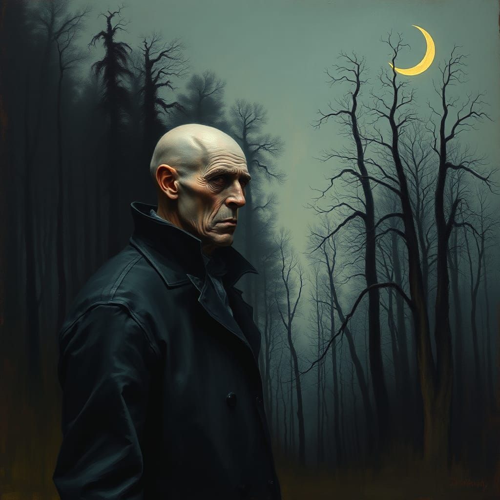 The creeping widower staring at a dark forest