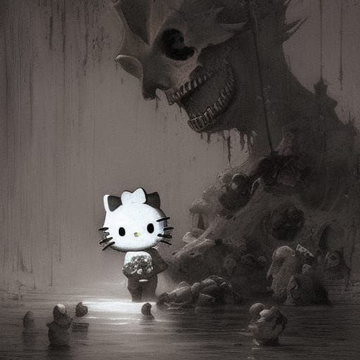 Hello Kitty Horror in Doré Style