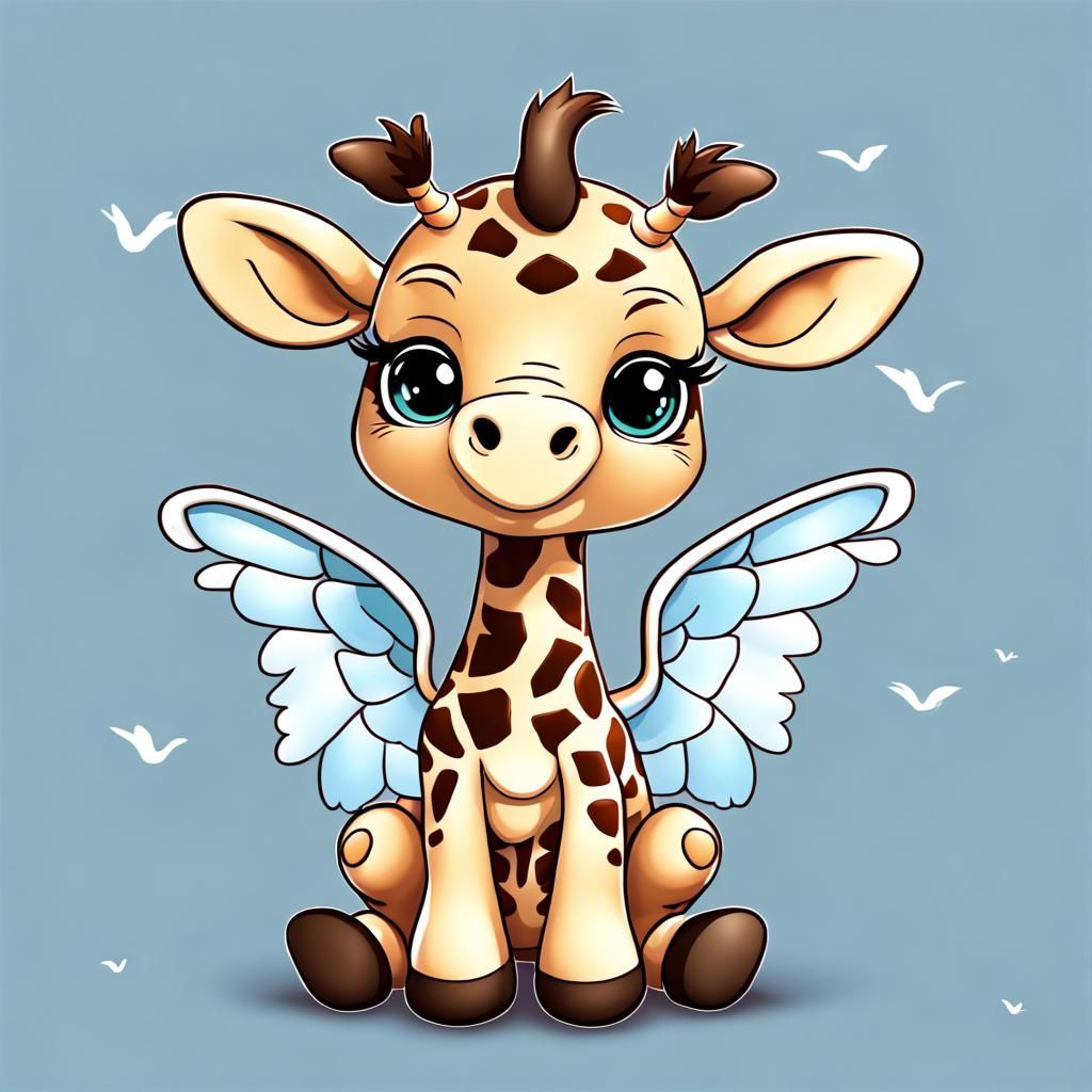 Chibi Giraffe with Wings in 8K
