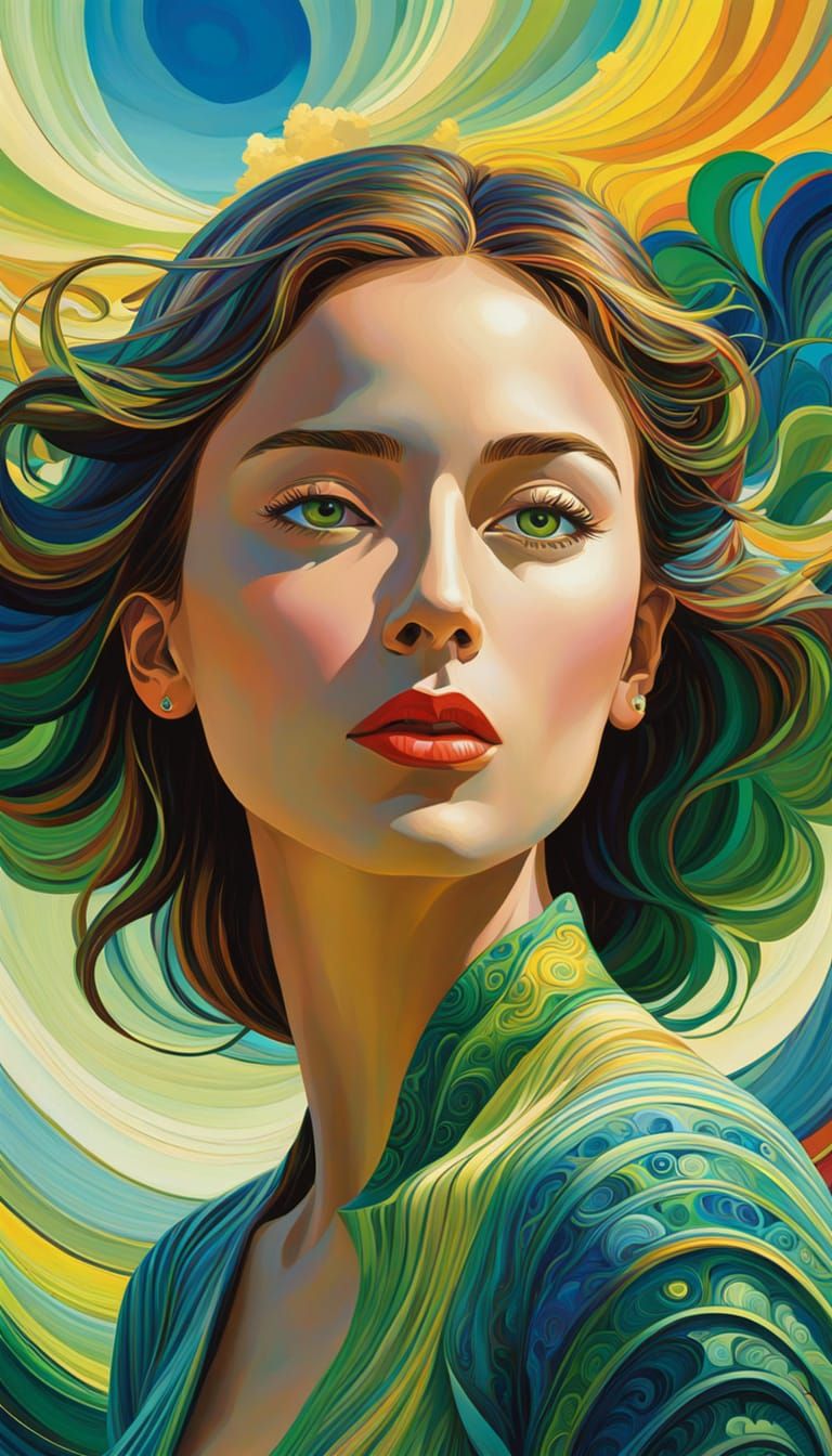 Expressionist Woman Portrait in Neo-Impressionism Style