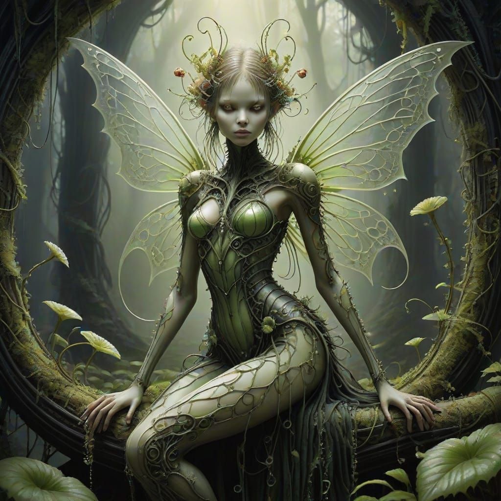 Sundew Flower Fairy in Twisted, Dark Armor