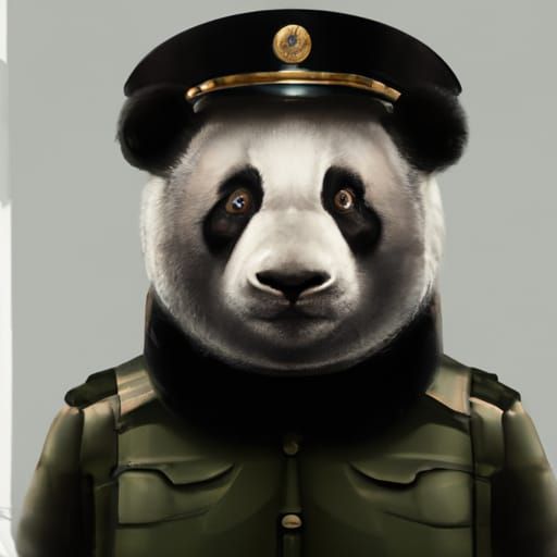 Panda Bear Soldier Portrait in Digital Illustration Style