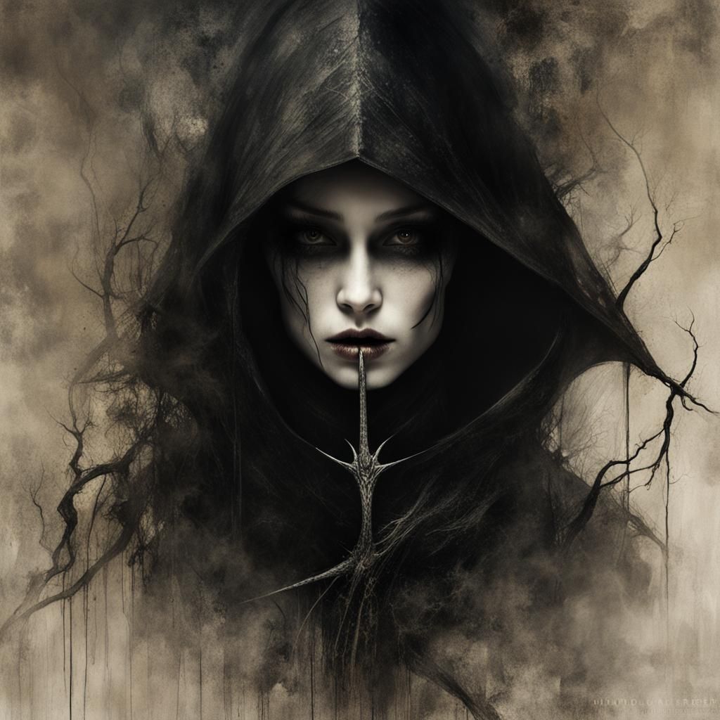 Grim Reaper Dragon Assassin Portrait in Darkness