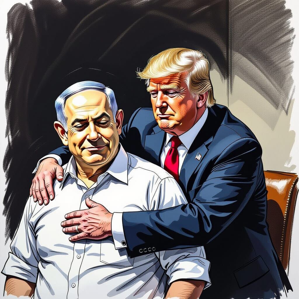 Political Cartoon: Netanyahu Massages Trump