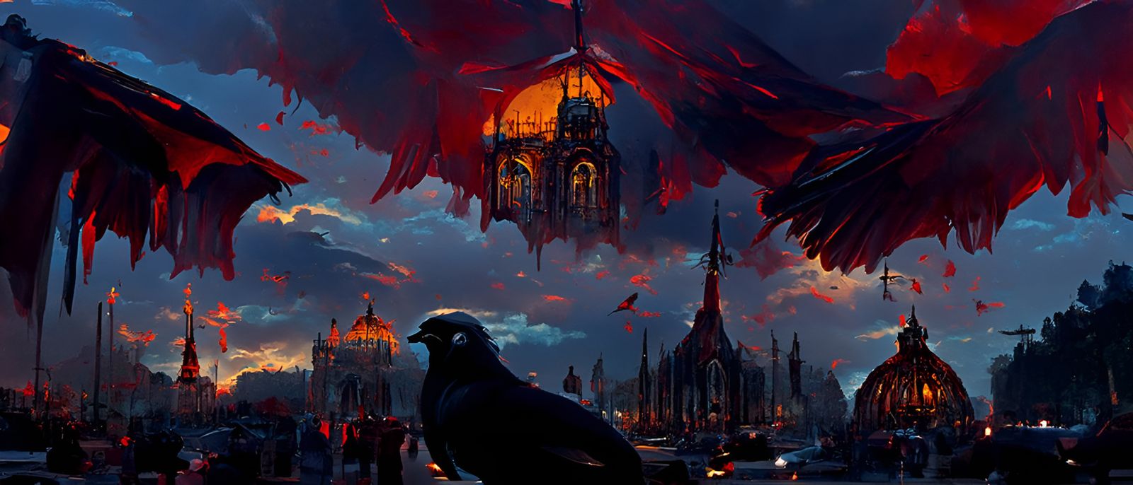 Dark Crow Cathedral at Dusk: A Gothic Masterpiece
