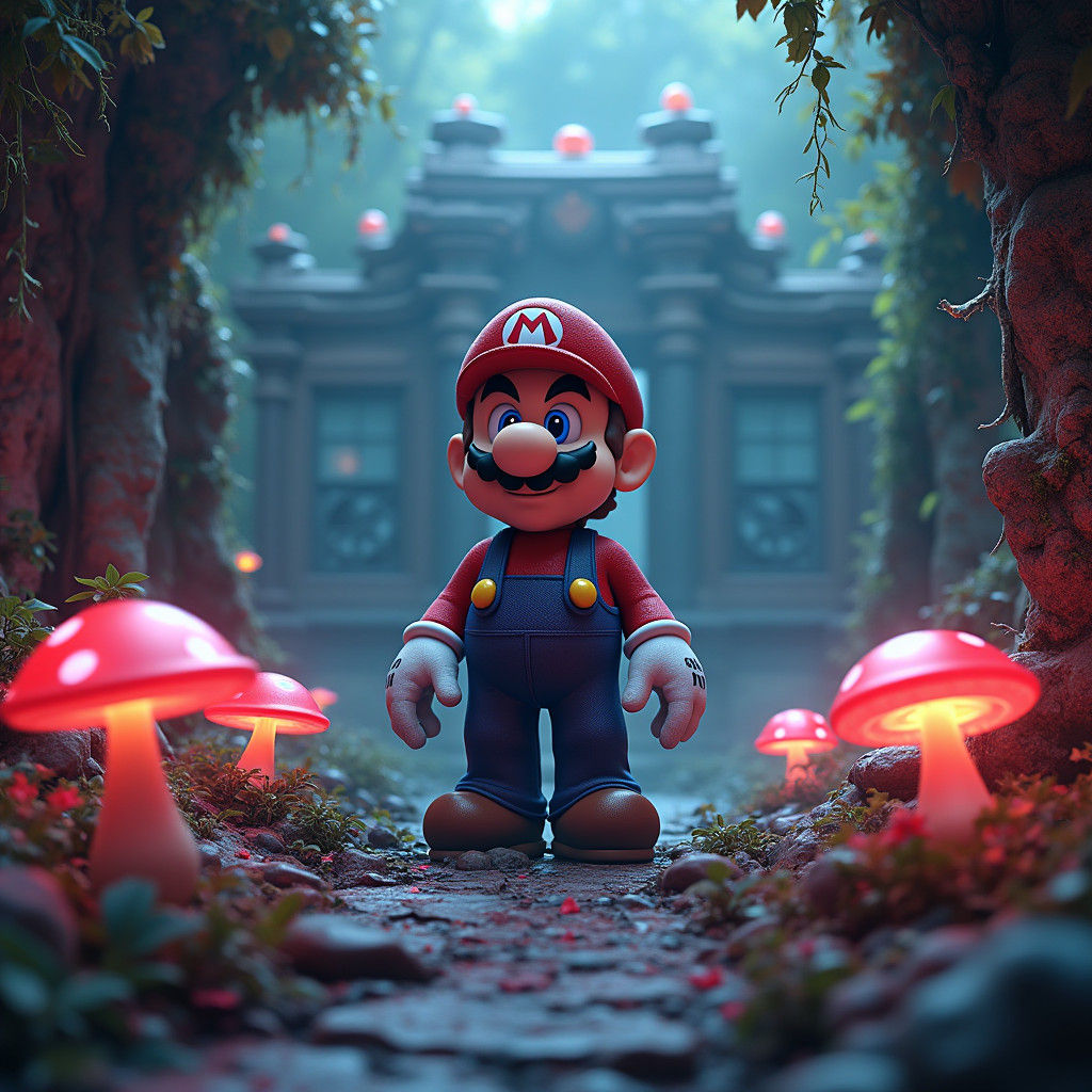 Venom-Infused Mario in Mystical Temple