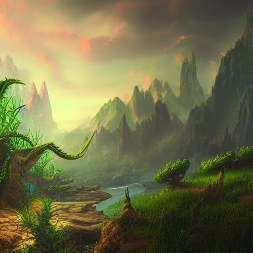 Fantastical Weed Plant in Detailed Matte Painting