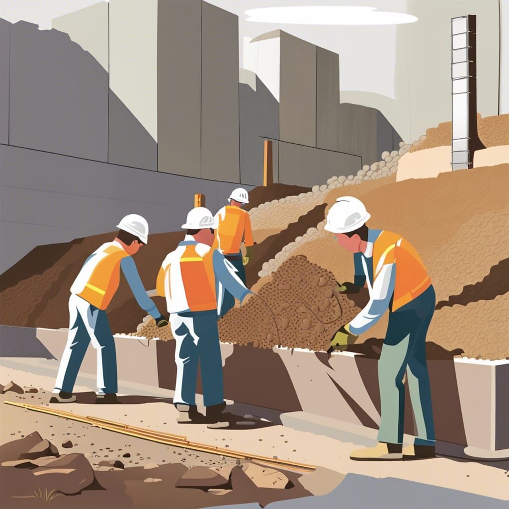 Excavation Site Illustration of Concrete Retaining Wall