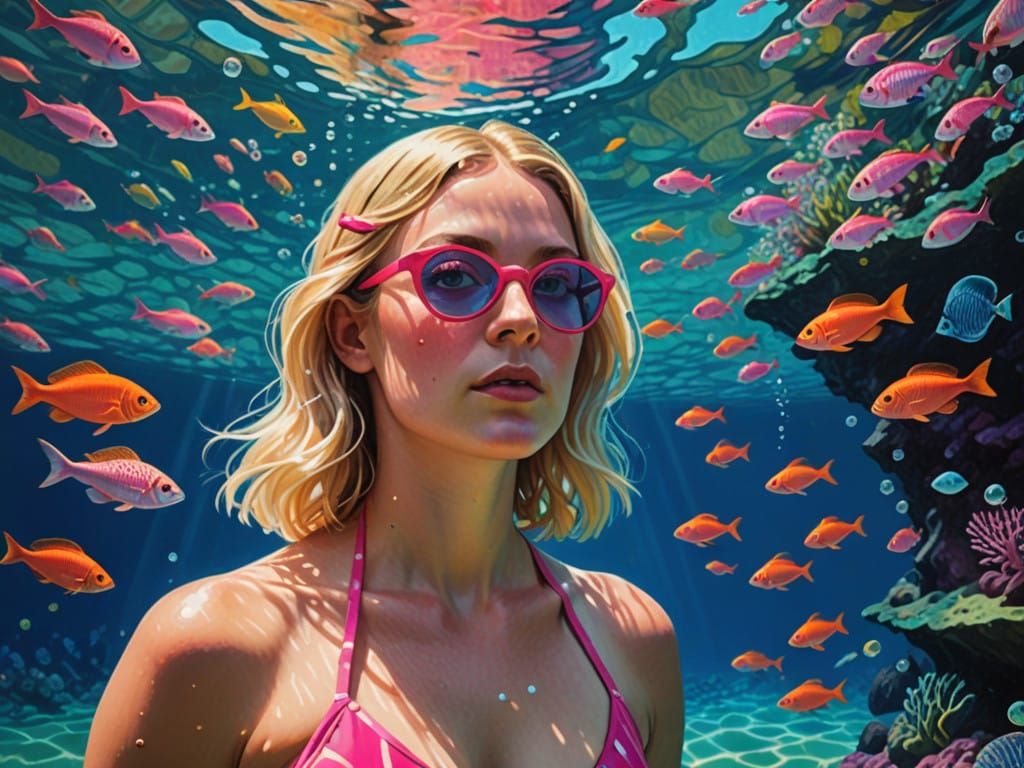 Vibrant Underwater Scene with Scuba Diver and Shipwreck