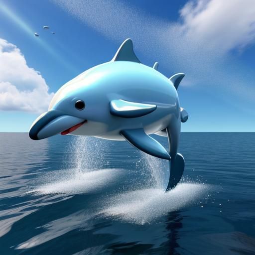 Kawaii 3D Cartoon Dolphin Illustration