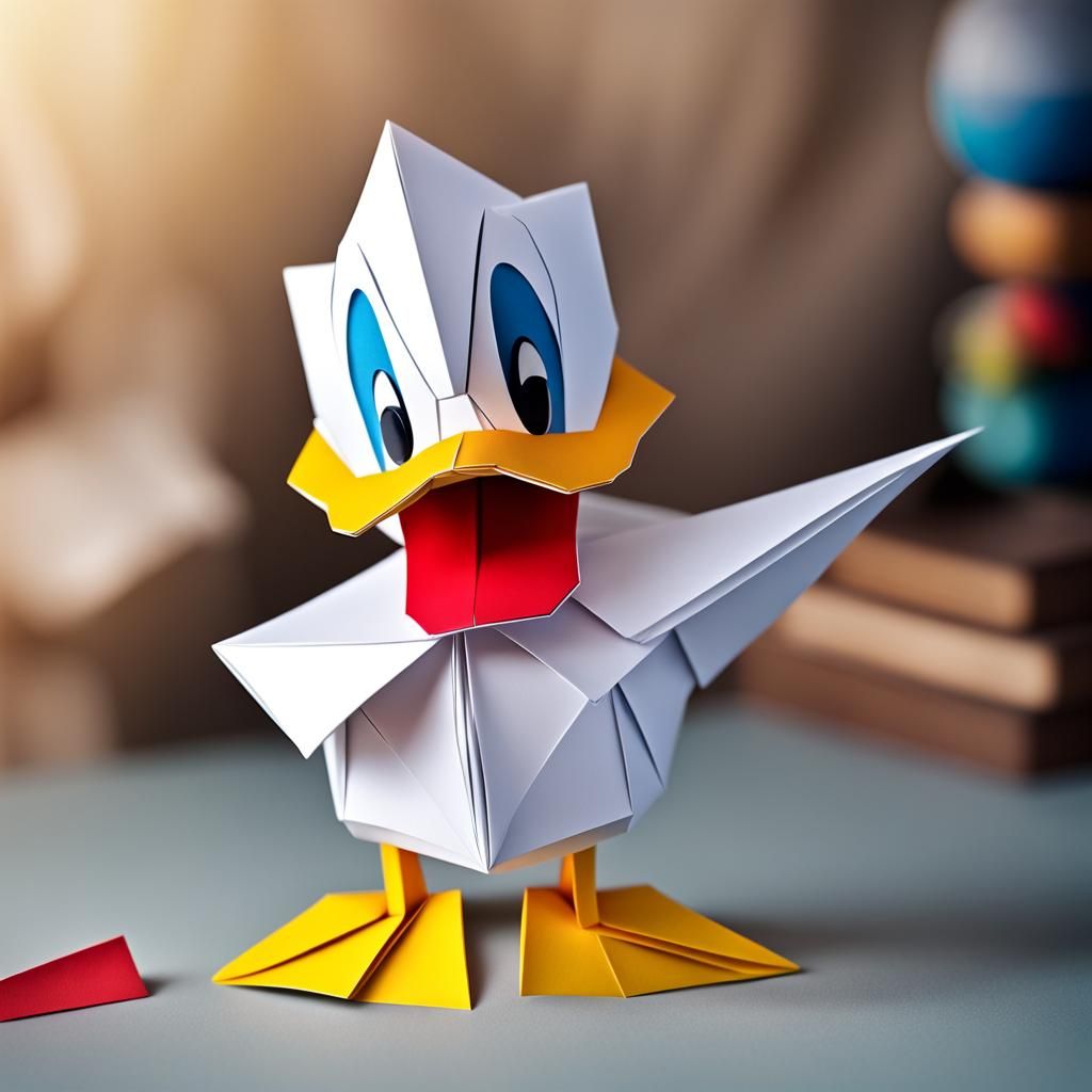 Donald Duck in Origami Paper Style