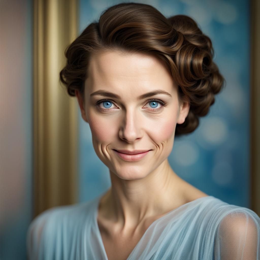 Art Nouveau Portrait of Woman with Brown Hair