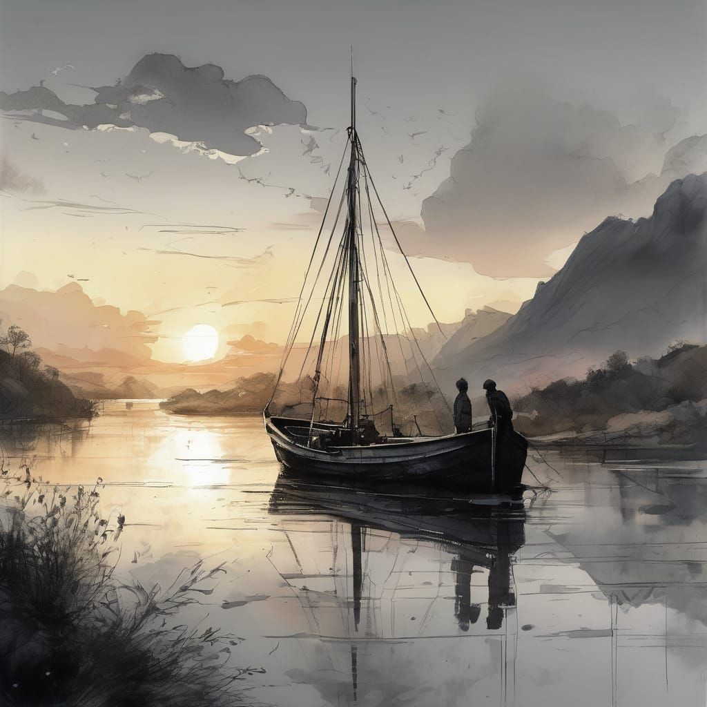 Rising Sun Illuminates Serene Waterway in Lush Landscape