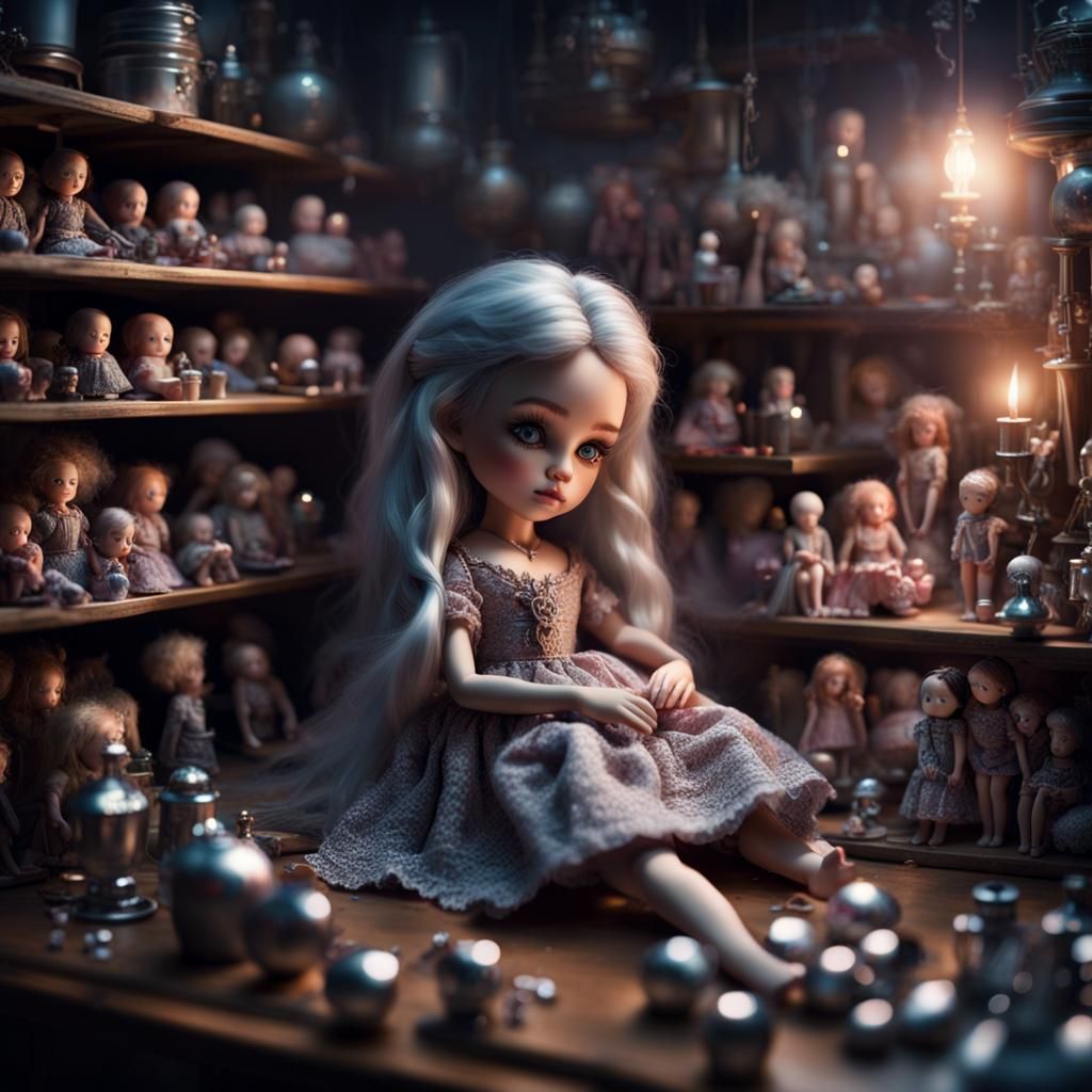 Doll Workshop with Sleeping Dolls in Digital Painting