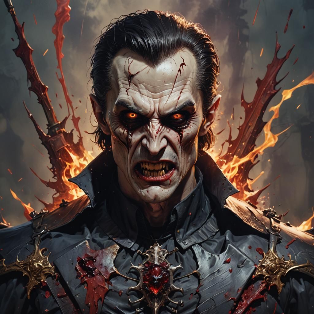 Hyperrealistic Vampire Impaled with Stake