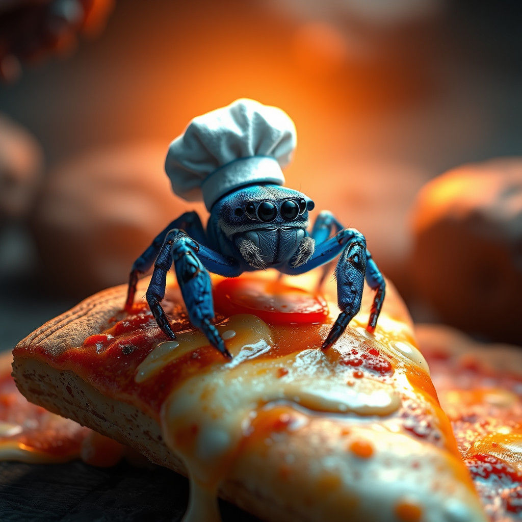 Chef Spider on Pizza Slice: Fantasy Concept Art