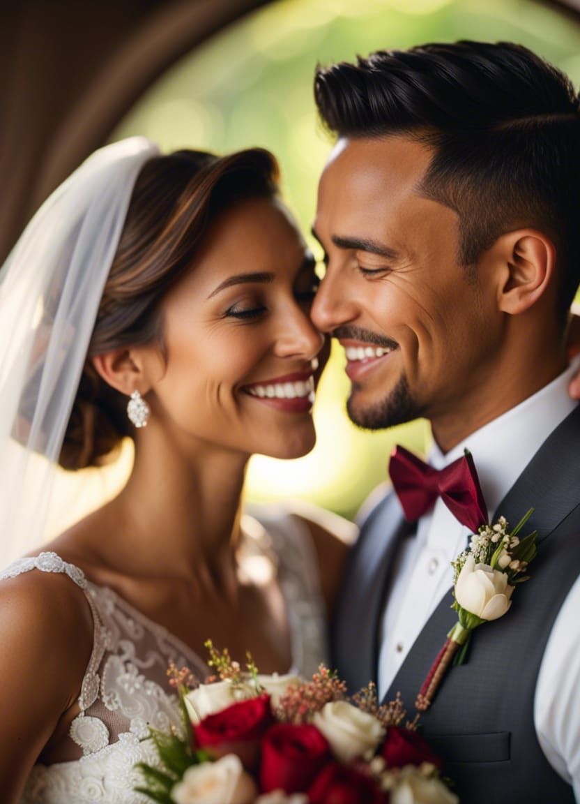 Joyful Bride and Groom in Storybook Style