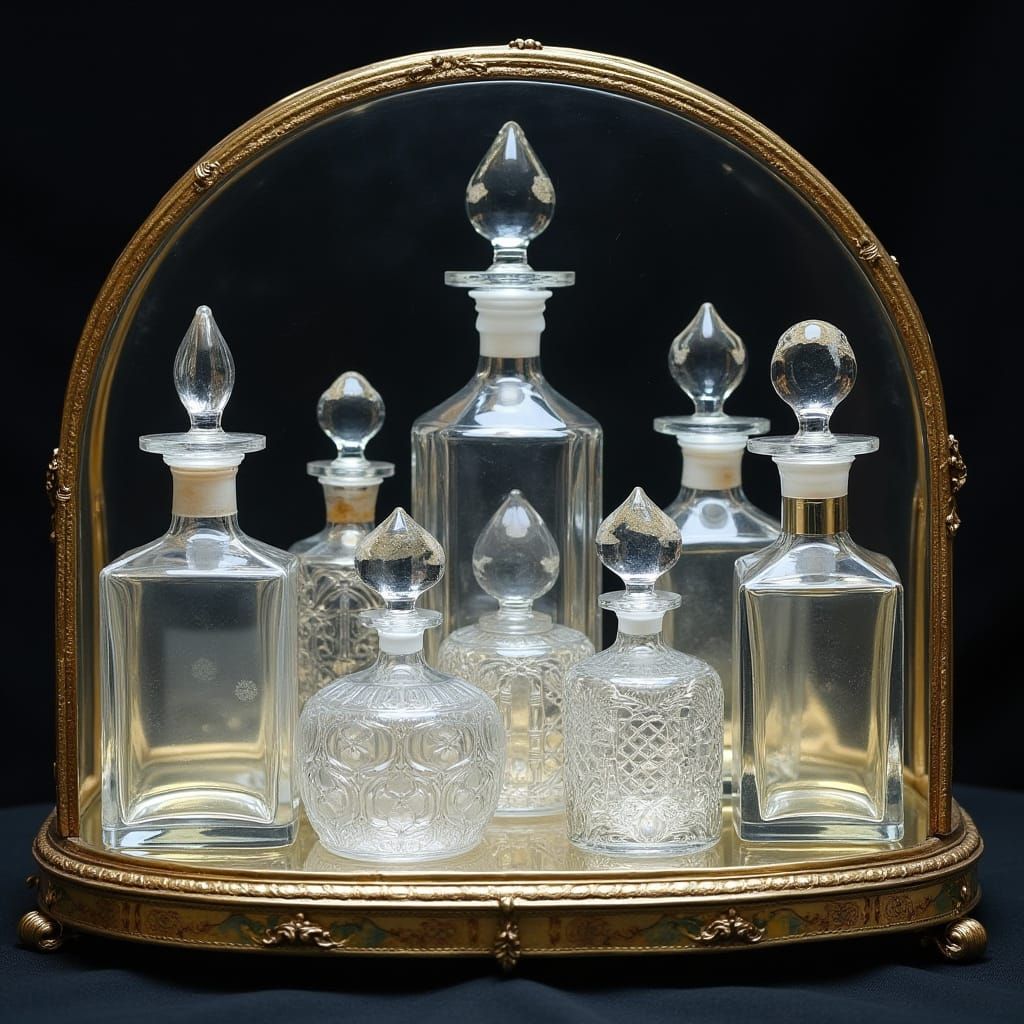 Baroque Curio Cabinet Displaying Perfume Bottles
