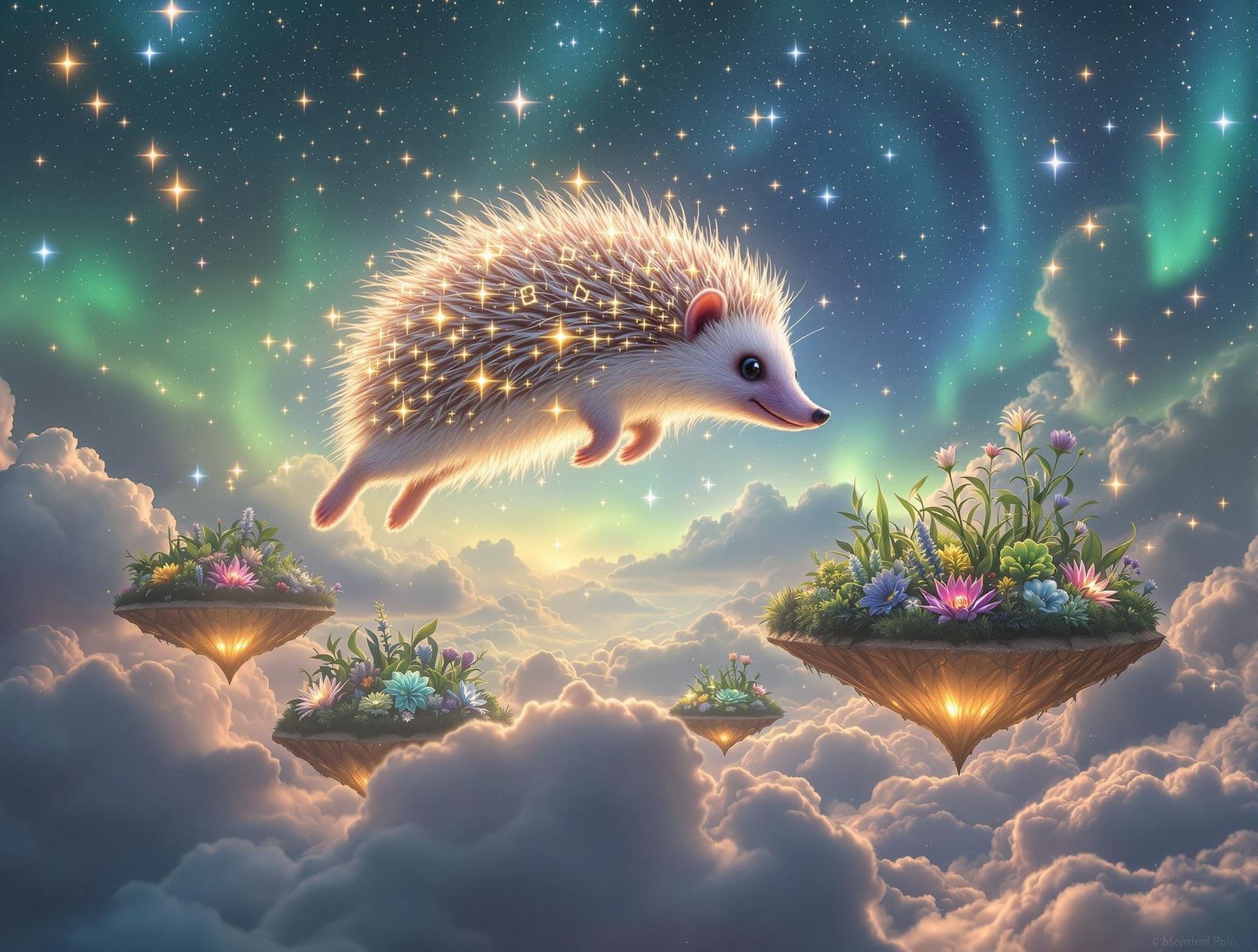 Celestial Hedgehog Soars Through Starlit Skies in Cosmic Ele...