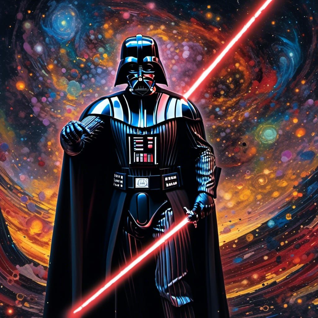 Darth Vader with Wand, Klimt-Style Sci-Fi