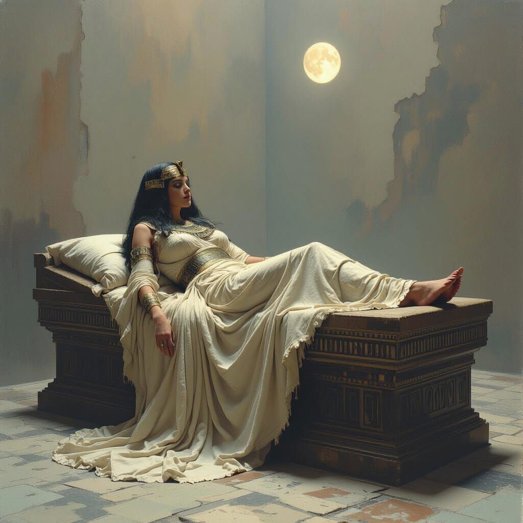 Isis Goddess in Haunting Surrealist Style