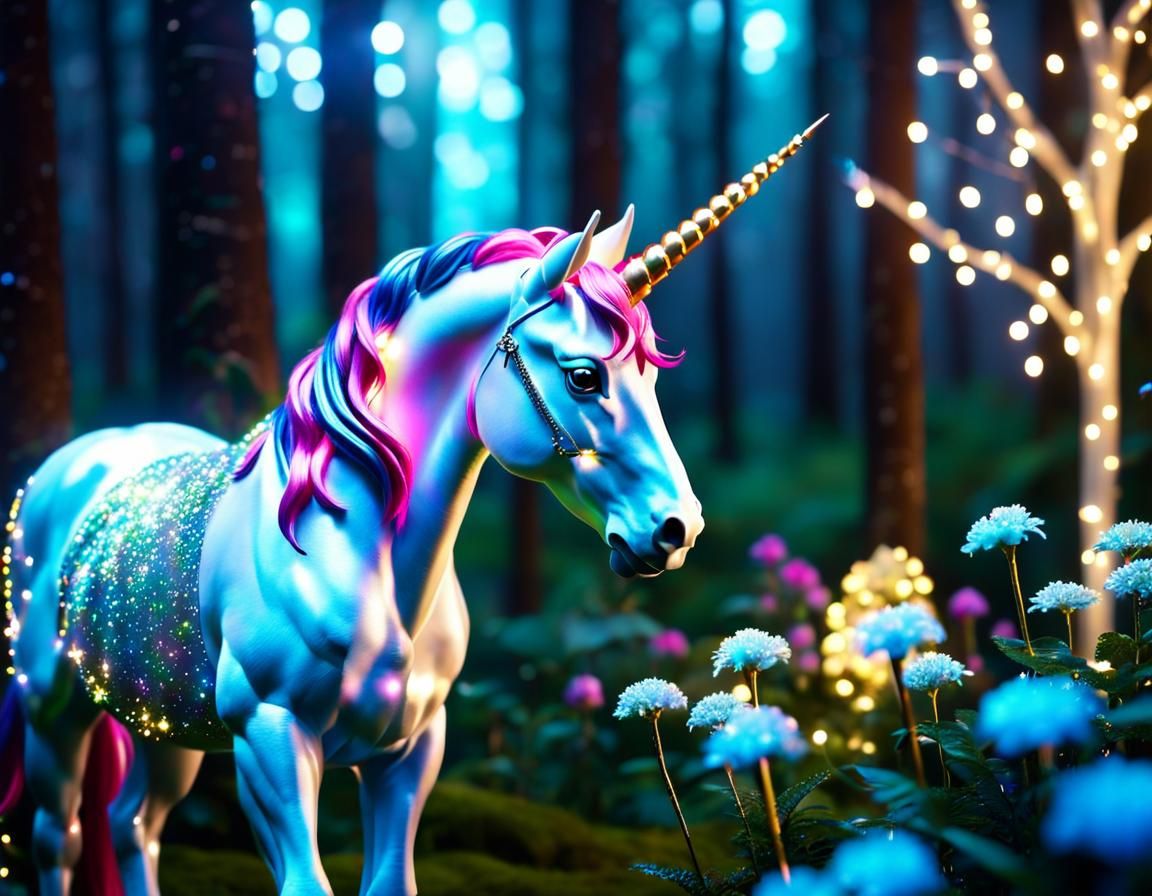 Magical Unicorn in Dreamy Fairyland Forest
