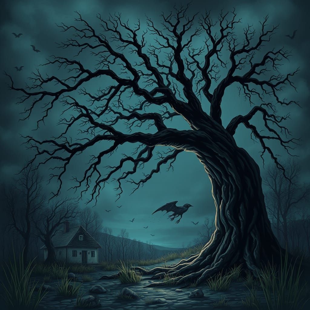 Eerie Tree Generated by Artificial Intelligence