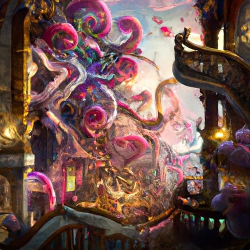 Cotton Candy Maze: Dark Fantasy Concept Art