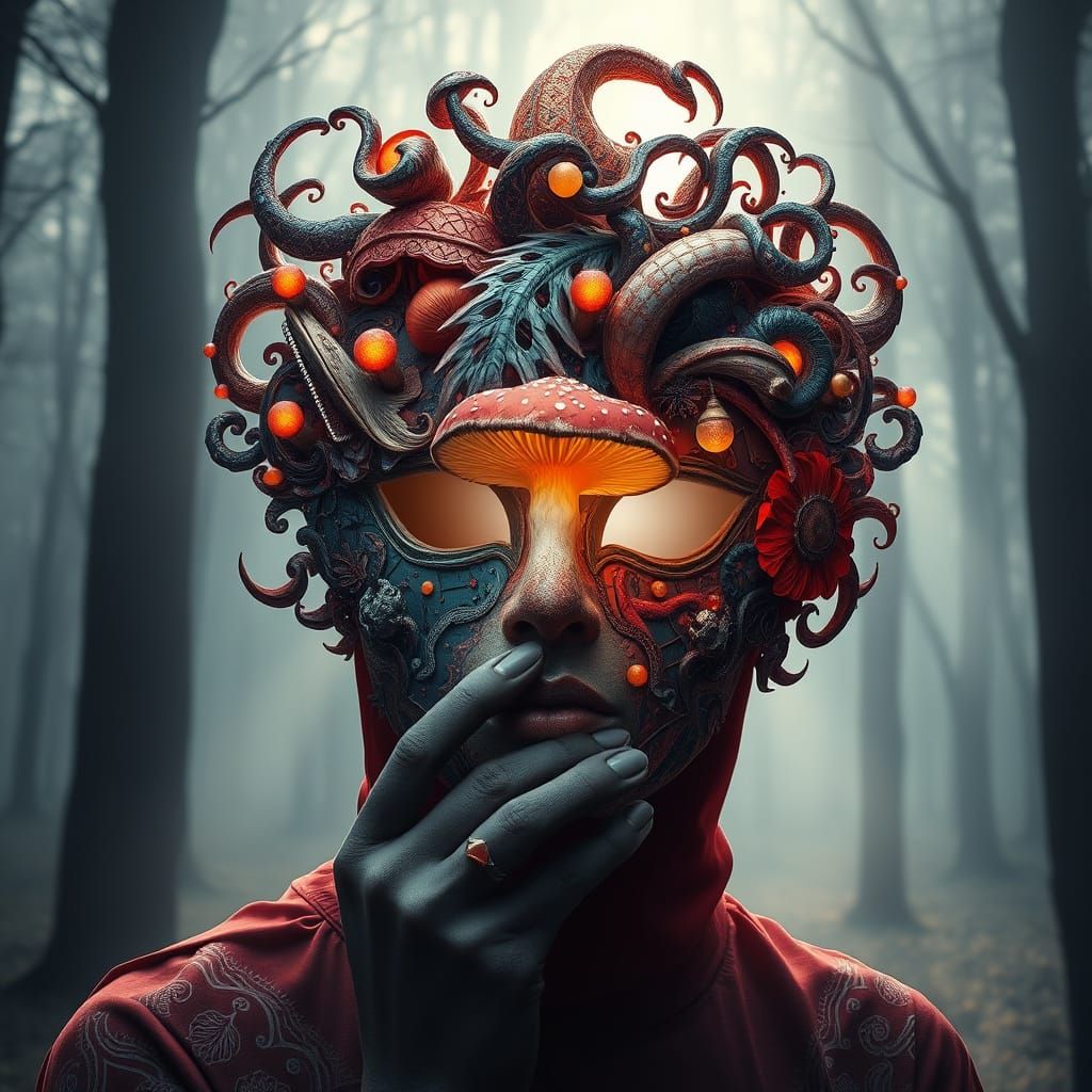 Ethereal Cosmic Mask in Soft, Glowing Light