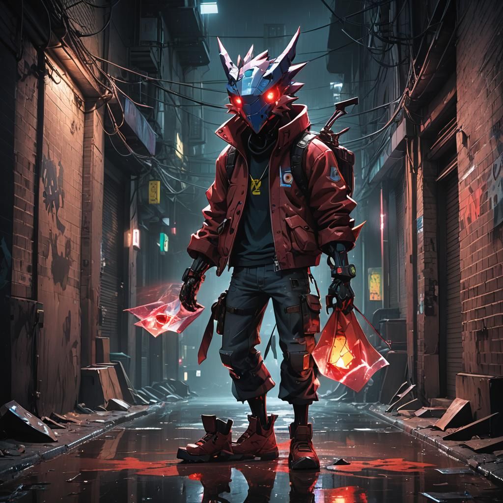Digimon in Abandoned Alleyway, Digital Painting