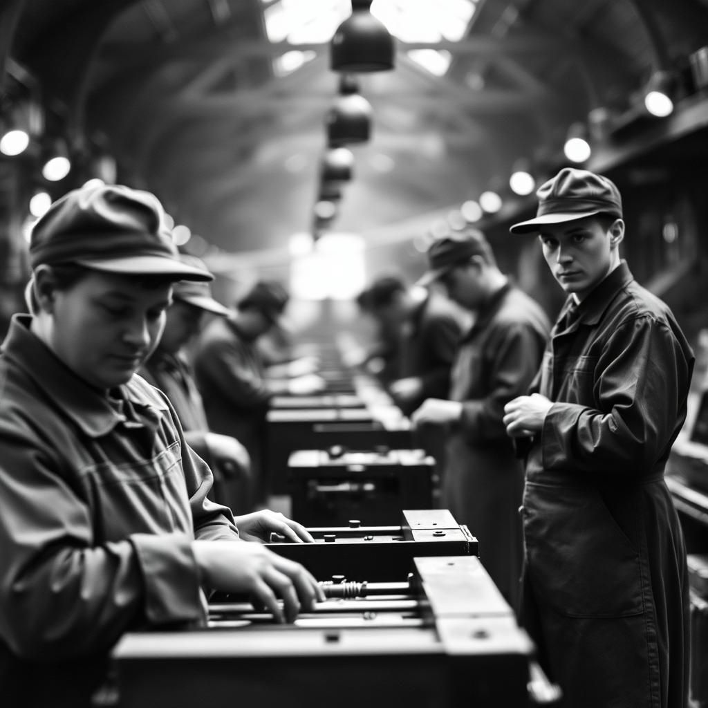Factory Workers Black and White Photo (1870-1915)