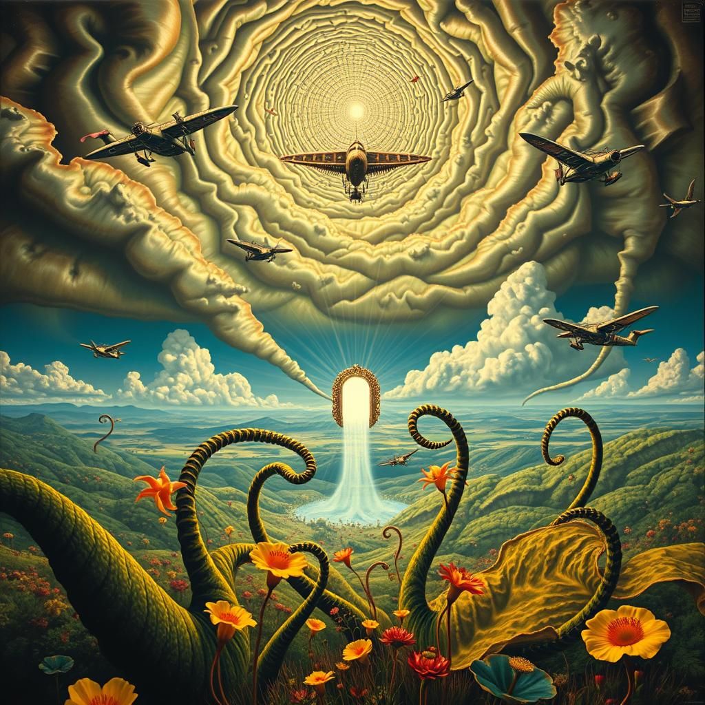 Surreal Landscape with Elastic Flora and Warpgate