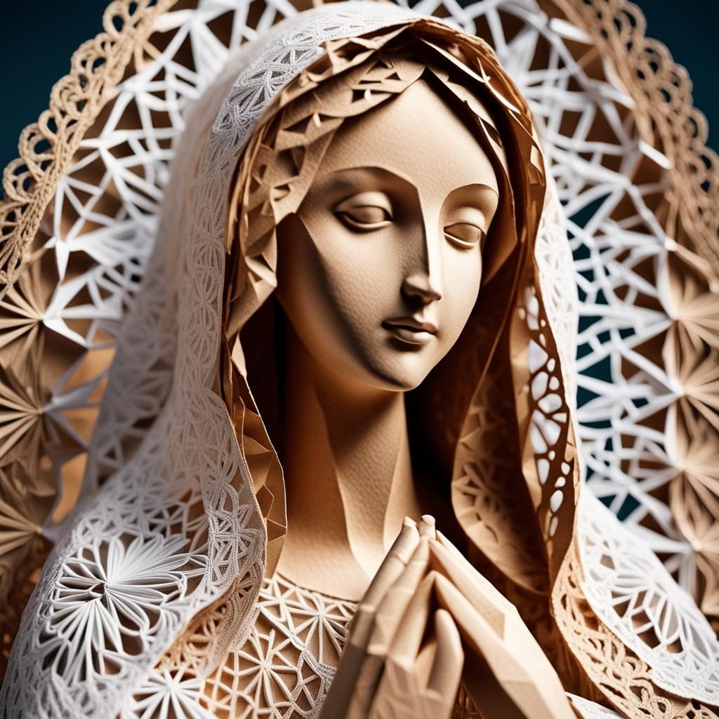 Detailed Origami Papercraft of Virgin Mary