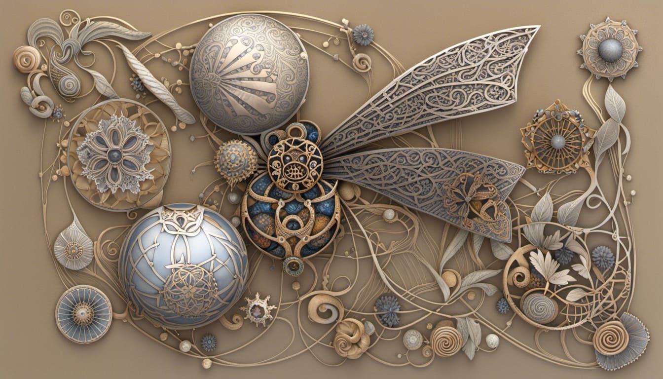 Fractal Cetacean Structure with Celtic Runes in 3D