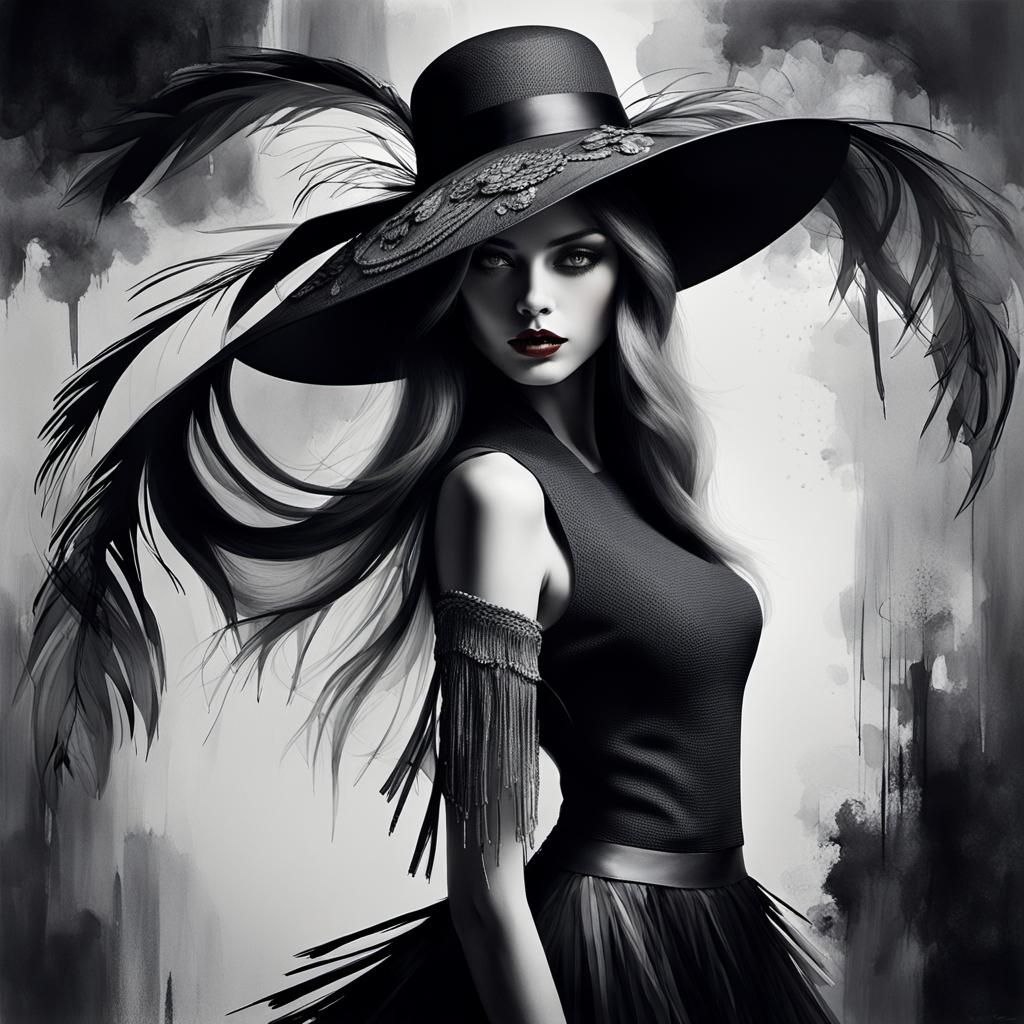 Fashionable Woman in Grayscale and Color