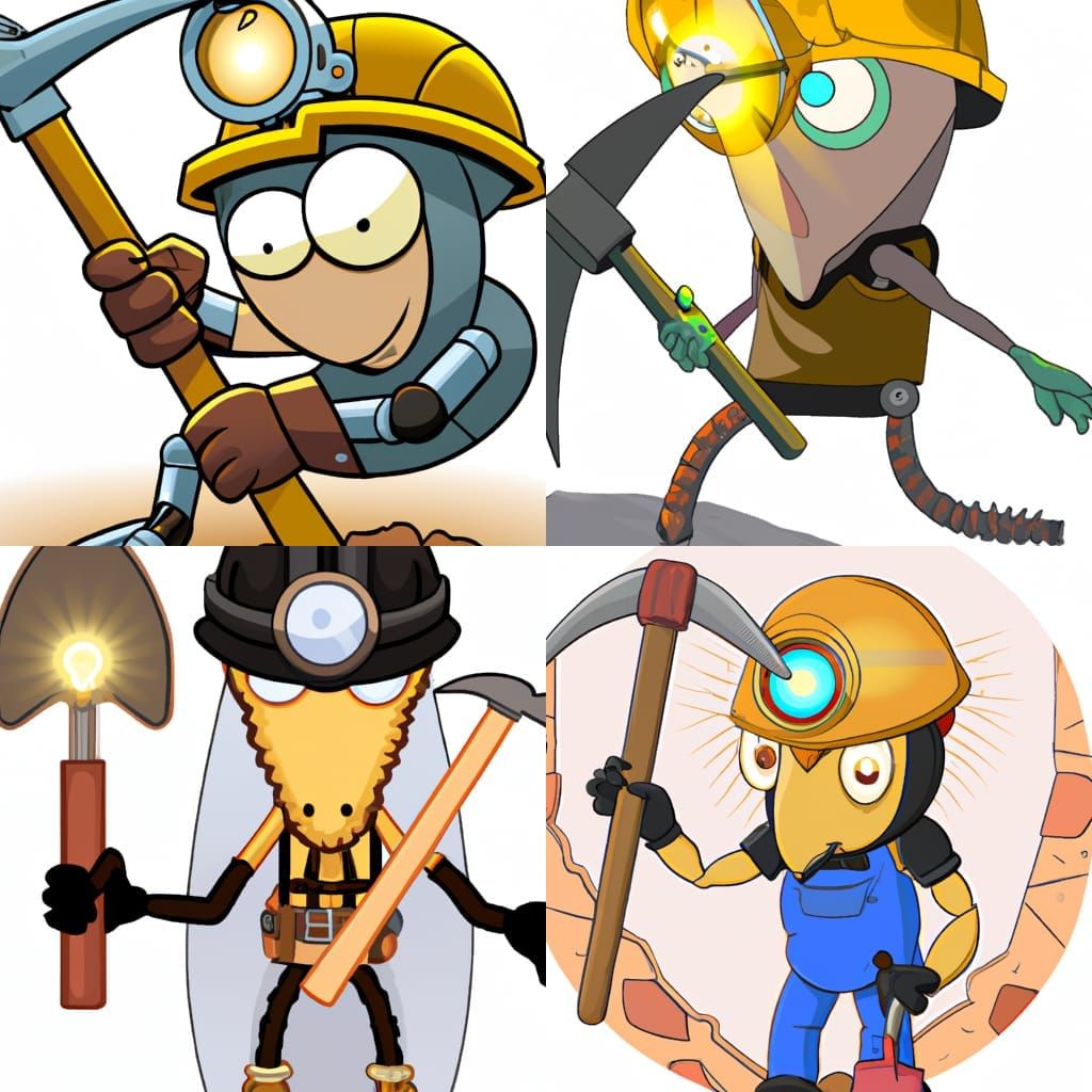 Bipedal Mole Cricket Miner with Pickaxe and Headlamp