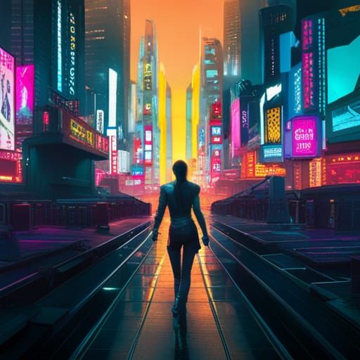 Cyberpunk Rave Party in Neon Style