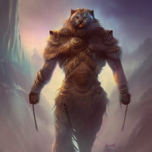 Tyr the Norse God as a Feline in Detailed Painting