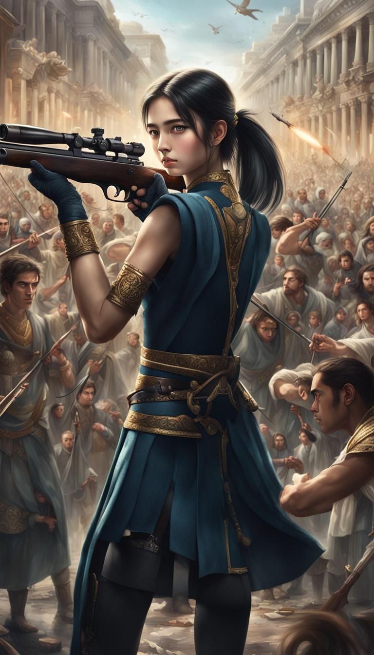 Artemis Practices Archery: Hyperdetailed Digital Art