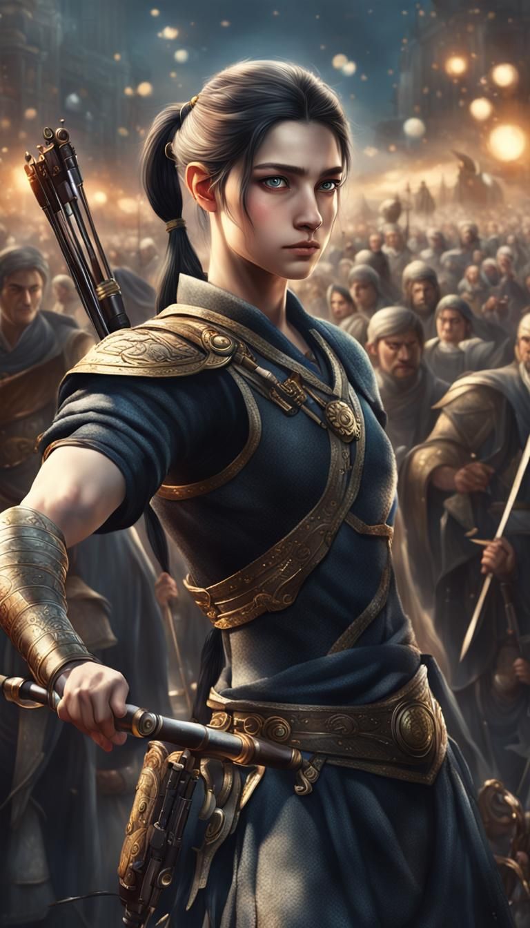 Artemis Practices Archery: Hyperdetailed Digital Portrait