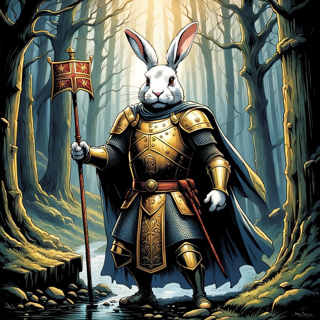 Monty Python Rabbit in Comic Book Style