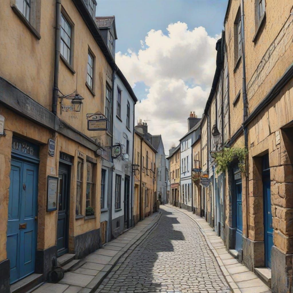 Pen and Ink Drawing of Ancient Ennis Streets