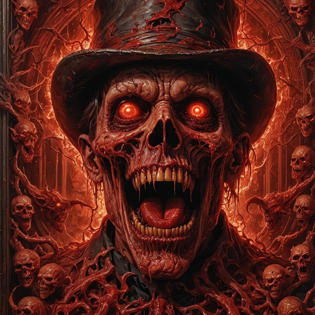 Infernal Gothic Horror Scene in Classic Movie Style