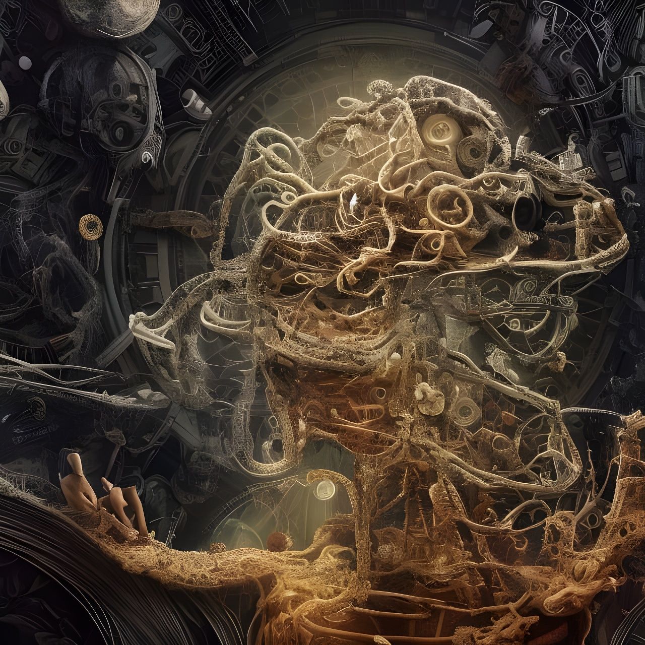 Deconstructed Human Brain: Hyperdetailed Psychedelic Digital...