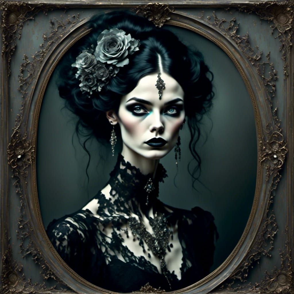 Vintage Gothic Portrait with Intricate Details