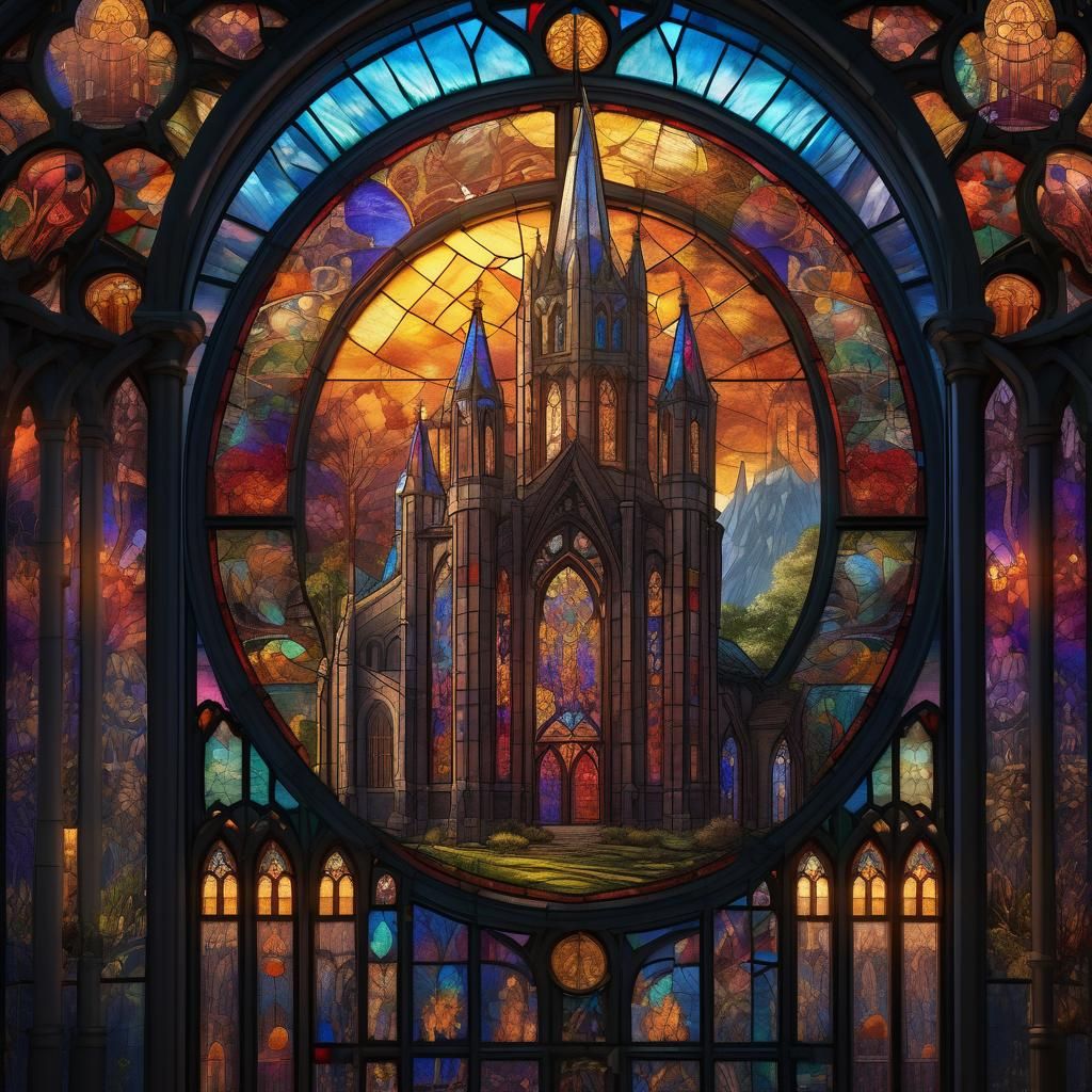 Detailed Stained Glass Fantasy Concept Art