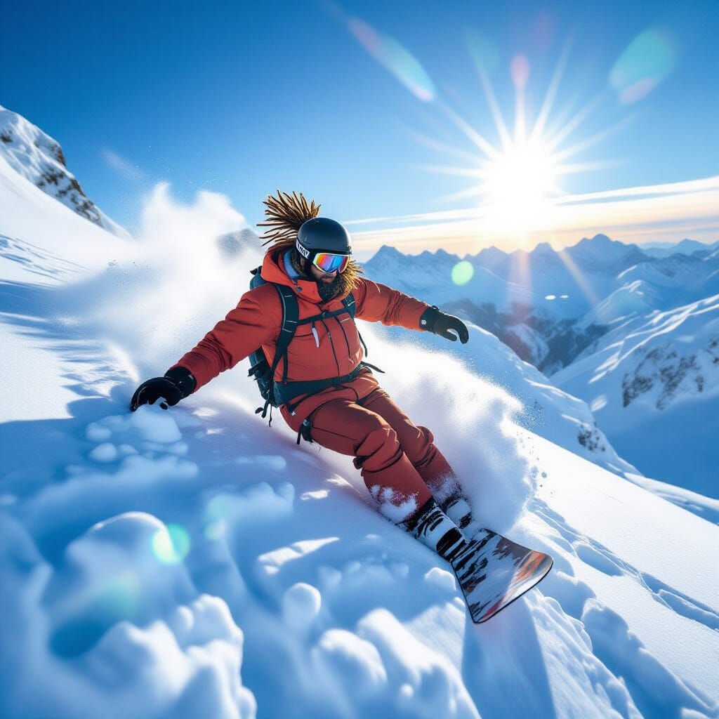 Snowboarder on Cliff: Winter Sports Adventure