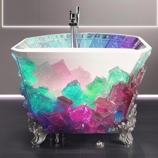 Colorful crystal bathtub made from real crystal