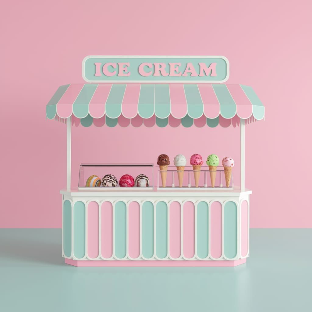 Pastel Ice Cream Booth Illustration