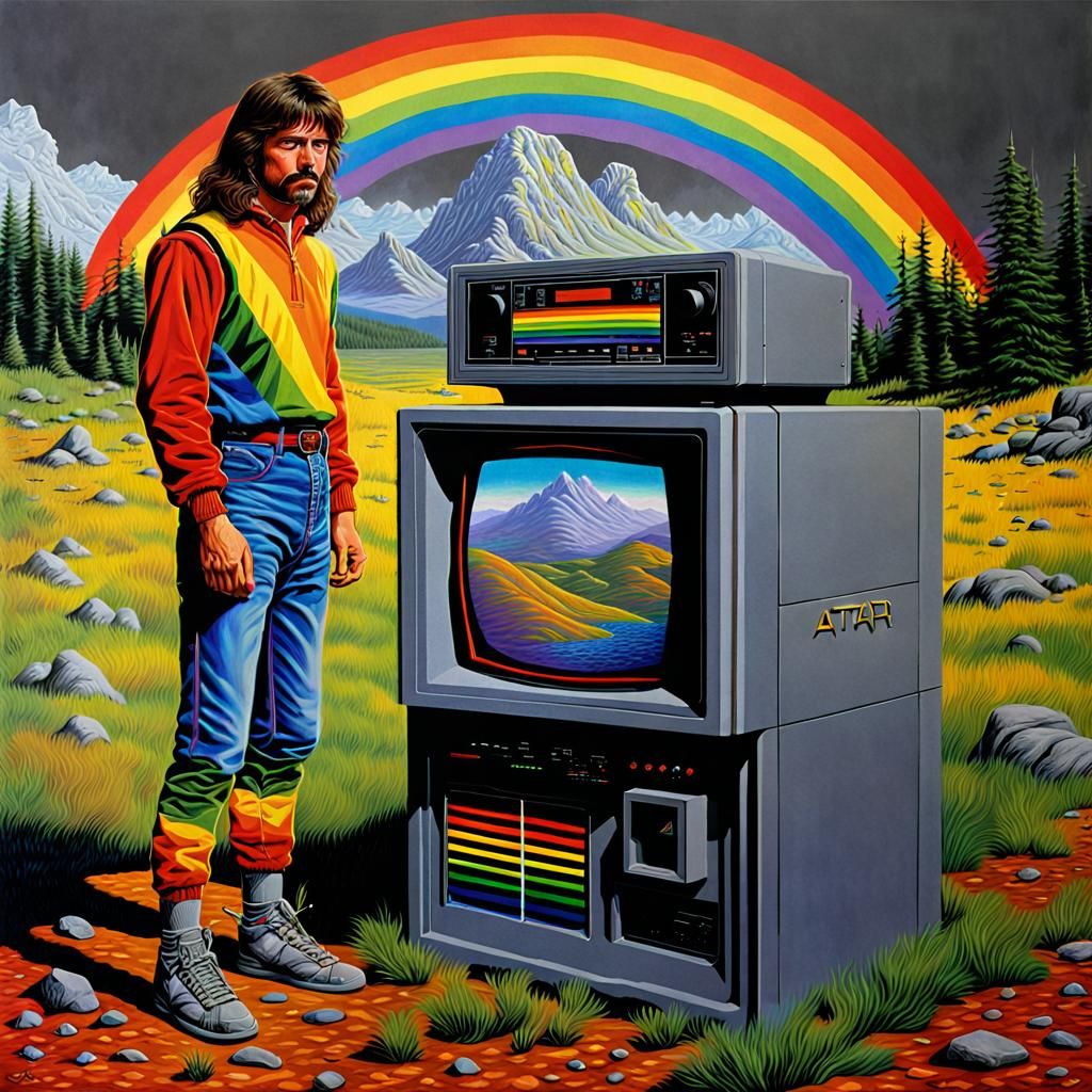 Atari STfm Computer and User in 1990s Style